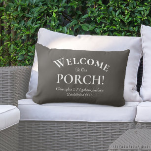 Coussin D'extérieur Bienvenue dans Porch Custom Family Names Brown ten