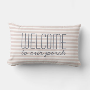 Coussin D'extérieur Bienvenue sur notre Porche Tendance Rose Citation 