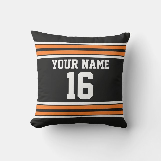 Coussin D'extérieur Black avec Orange White Stripes Team Jersey (Recto)