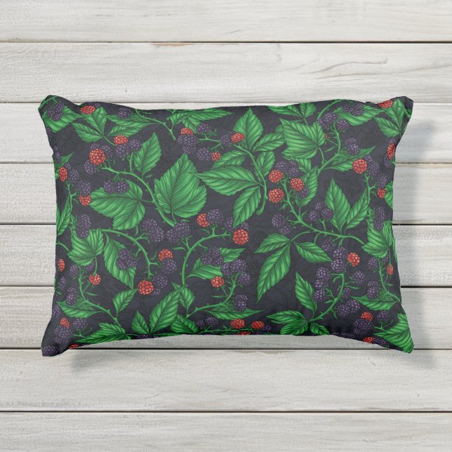 Coussin D'extérieur Blackberry sur gris foncé (Devant)