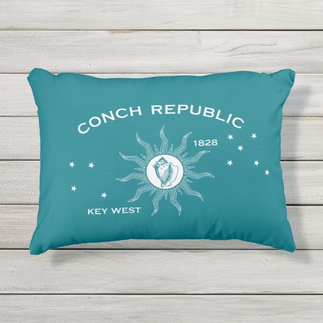 Coussin D'extérieur Blanc de drapeau de République de conque de Key (Devant)