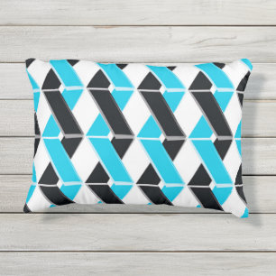 Coussin D'extérieur Bleu, audacieux, cool, formes géométriques tressée