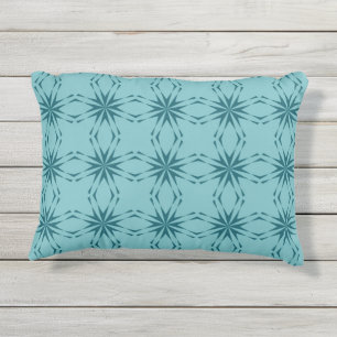 Coussin D'extérieur bleu turquoise, cool, abstraction fleur tendance