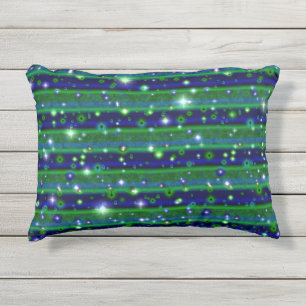 Coussin D'extérieur Bleu vert rayures avec étoiles et Raindrops