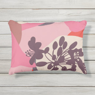 Coussin D'extérieur Blocs de couleur florale Abstraite rose