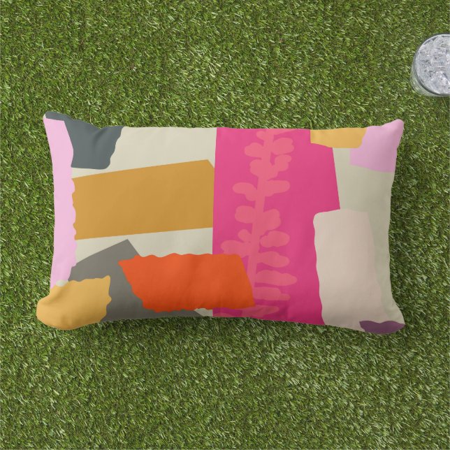 Coussin D'extérieur Blocs de couleurs artistiques Abstraits modernes (Herbe)