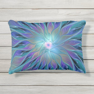 Coussin D'extérieur Blue Purple Flower Dream Abstrait Fractal Art