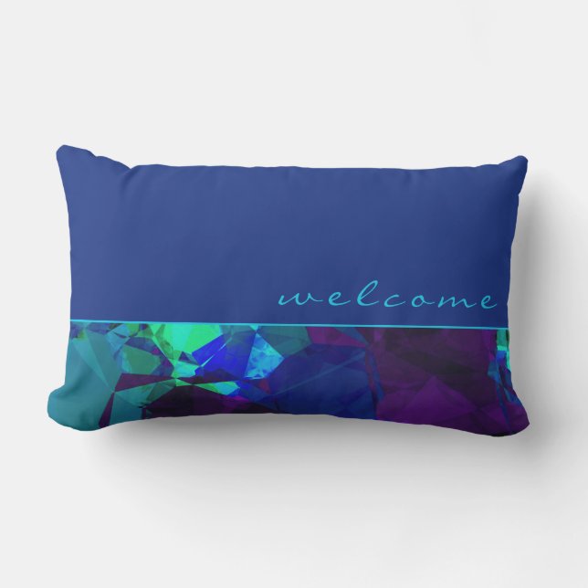 Coussin D'extérieur Blue Turquoise & Purple Abstrait | Bienvenue (Recto)