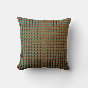 Coussin D'extérieur Boho Earthy Cuivre Abstrait Turquoise Noir