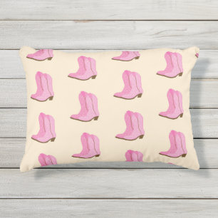 Coussin D'extérieur Bottes de cowboy rose cowgirl country Texas Ranch