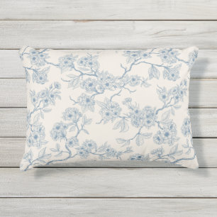 Coussin D'extérieur Branches de fleurs de cerisier en bleu et blanc ca