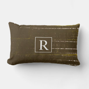 Coussin D'extérieur Brown Blanc Abstrait Monogrammes Rustique Vintage
