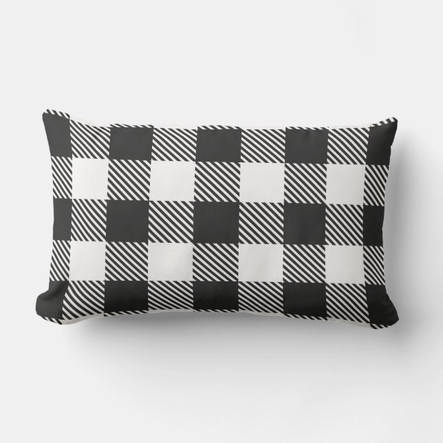 Coussin D'extérieur Buffalo Check Plaid noir blanc extérieur (Recto)