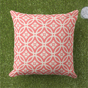Coussin D'extérieur Cadre Floral de corail moderne Motif