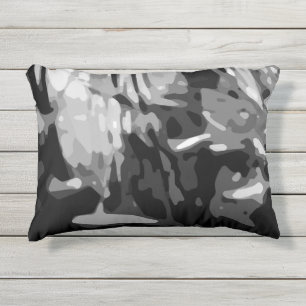 Coussin D'extérieur Camo Abstrait Black White Grey  Motif