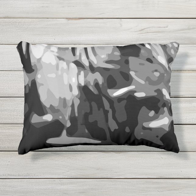 Coussin D'extérieur Camo Abstrait Black White Grey  Motif (Devant)