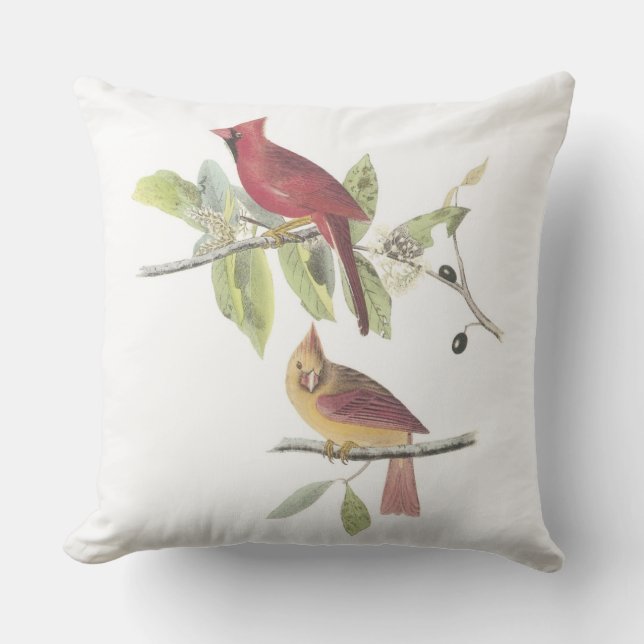 Coussin D'extérieur Cardinal du Nord par Audubon (Recto)