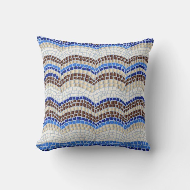 Coussin D'extérieur Carreau extérieur 16" de mosaïque bleue x 16" (Recto)