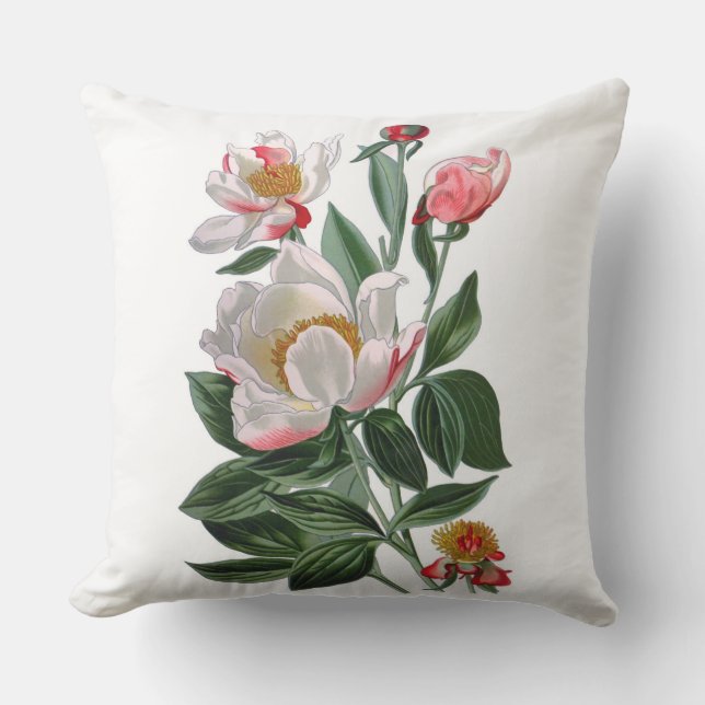 Coussin D'extérieur Carreau extérieur 20x20 de tissu de pivoines (Recto)