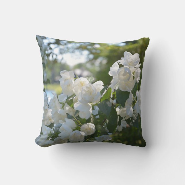 Coussin D'extérieur Carreau extérieur de fleurs blanches de Lakeside (Recto)