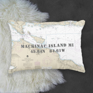 Coussin D'extérieur Carte marine authentique ⚓ Haut Michigan
