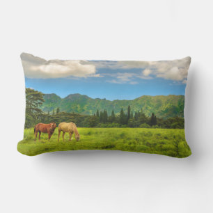 Coussin D'extérieur Chevaux hawaïens, Hokulei Peak, Kauai, Hawaii