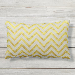 Coussin D'extérieur Chevron Gold Foil Grey Élégant Royal Glittery Chic