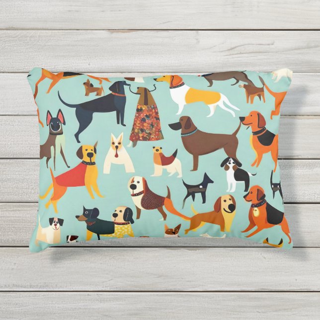 Coussin D'extérieur Chiens réversibles à la parade (Devant)