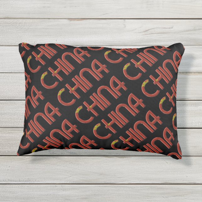 Coussin D'extérieur Chine Drapeau chinois Typographie (Dos)