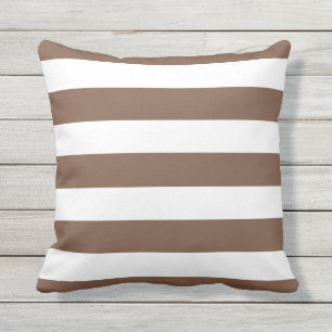 Coussin D'extérieur Chocolat moderne Brown et blanc rayures