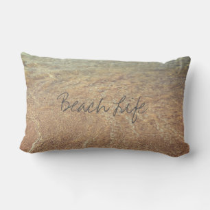 Coussin D'extérieur Citations de la vie de plage Vagues Océan Sableux 
