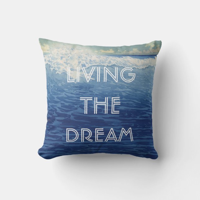 Coussin D'extérieur Citations inspirantes Plage Vivre le rêve (Recto)