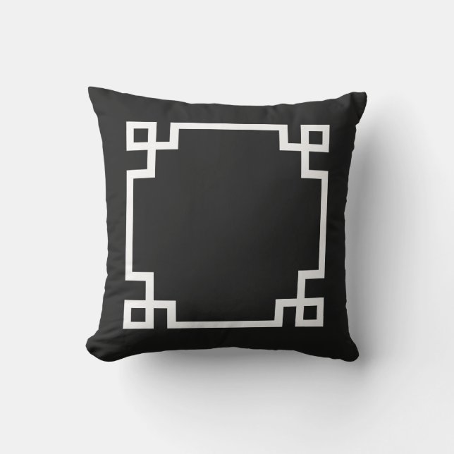 Coussin D'extérieur Clé grecque noire et blanche (Recto)