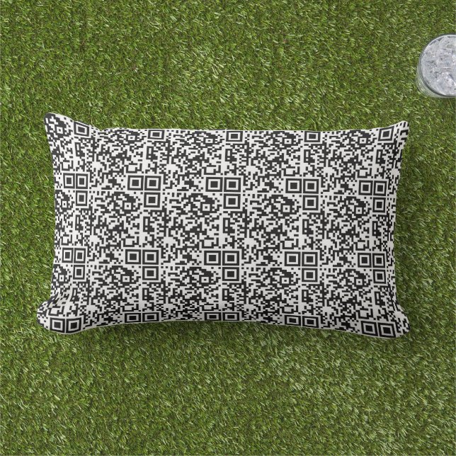 Coussin D'extérieur Code QR personnalisable Geek Abstrait noir et blan (Herbe)