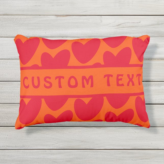 Coussin D'extérieur Coeurs rouges rétro et Super (Devant)