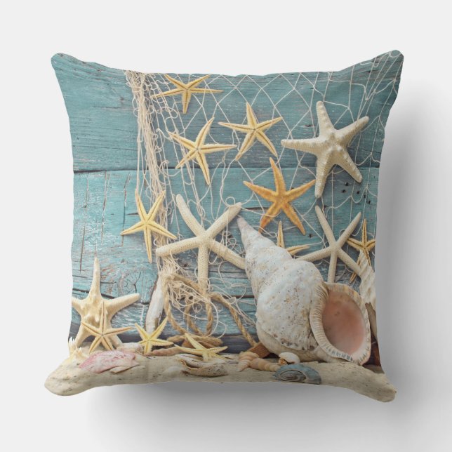 Coussin D'extérieur Conque orientée Shell de plage, étoiles de mer et (Recto)