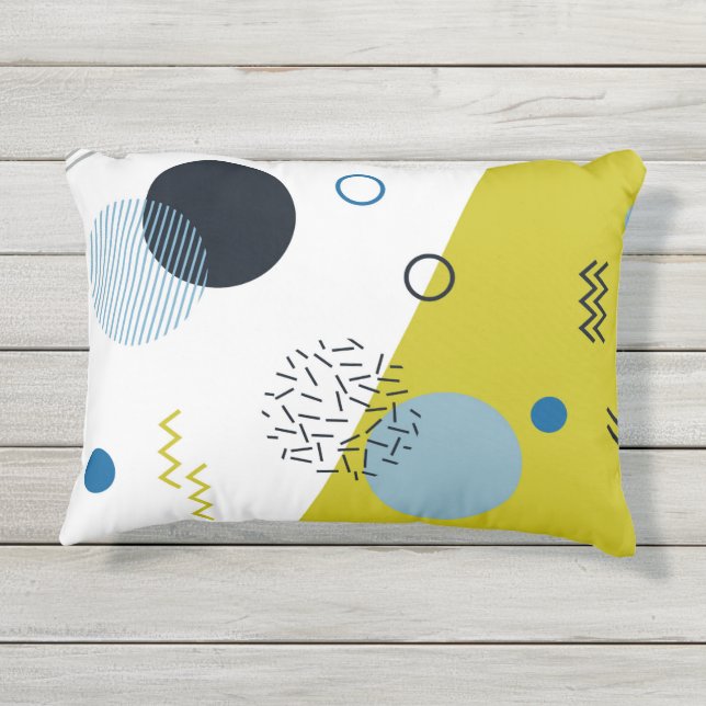 Coussin D'extérieur Cool, tendance, moderne, vert Memphis (Dos)