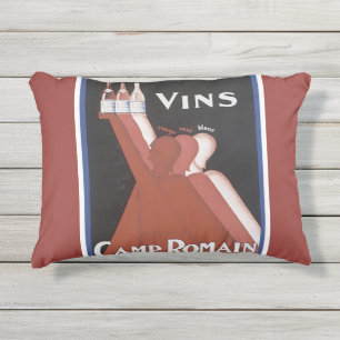 COUSSIN D'EXTÉRIEUR COPIE VINTAGE D'ART D'AFFICHE DE VIN "DE ROMAIN DE