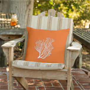Coussin D'extérieur Corail de mer orange kaki décoratif
