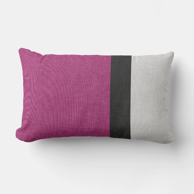 Coussin D'extérieur Couleur Bloc Linge Look Fuchsia Black Grey Extérie (Recto)