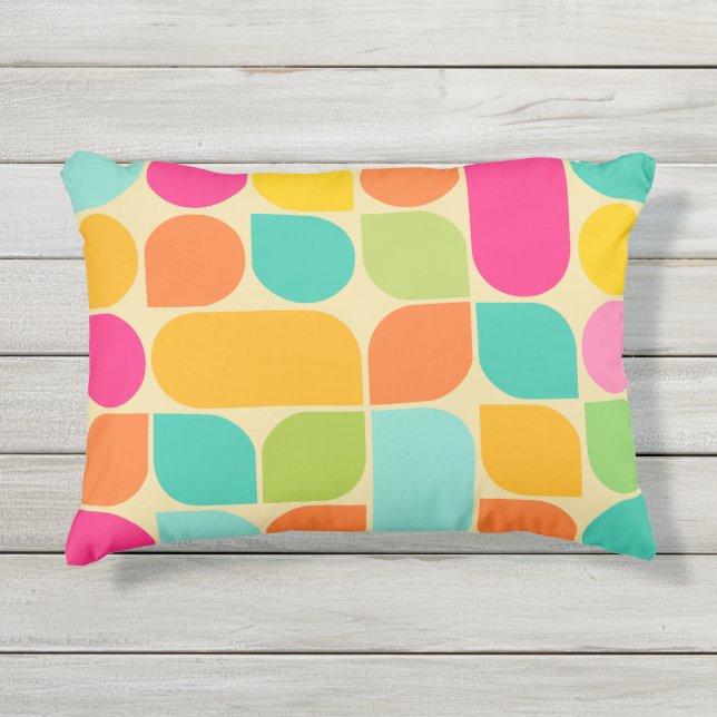 Coussin D'extérieur Couleur motif rétro (Devant)
