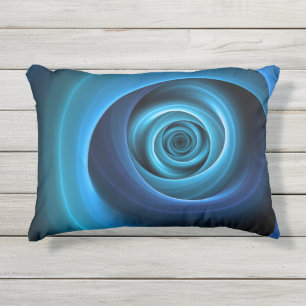 Coussin D'extérieur Couleurs bleu spirale 3D Art Abstrait fractal mode