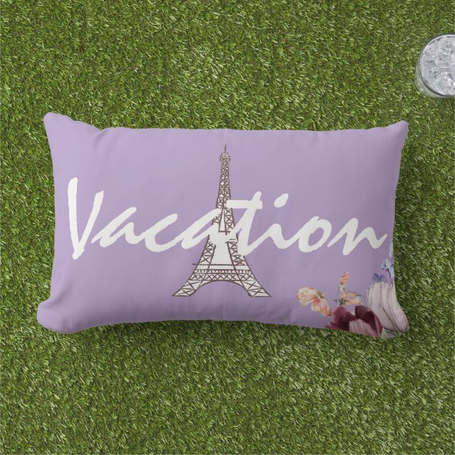 Coussin D'extérieur Custom Trendy Eiffel tower on vacation Purple chic (Herbe)