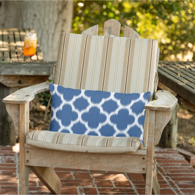 Coussin D'extérieur Cute Nautical Blue Ikat Quatrefoil Motif de mosaïq (Chaise)