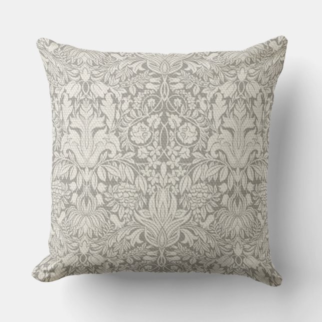 Coussin D'extérieur Damas blanc traditionnel sous-déclaré (Recto)