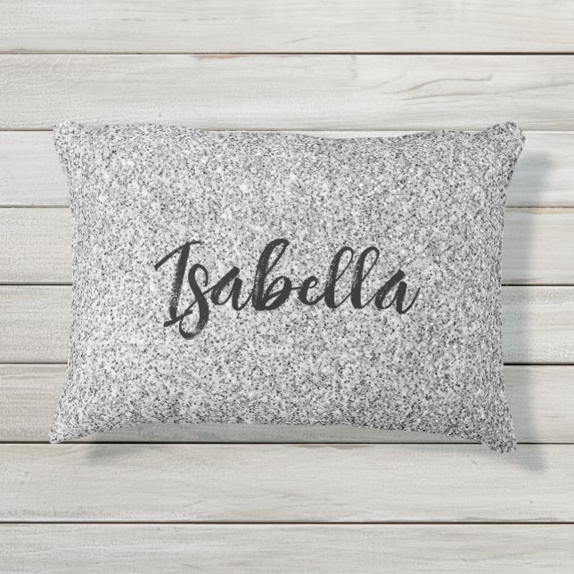 Coussin D'extérieur Éclaircissements de parties scintillant gris argen (Dos)