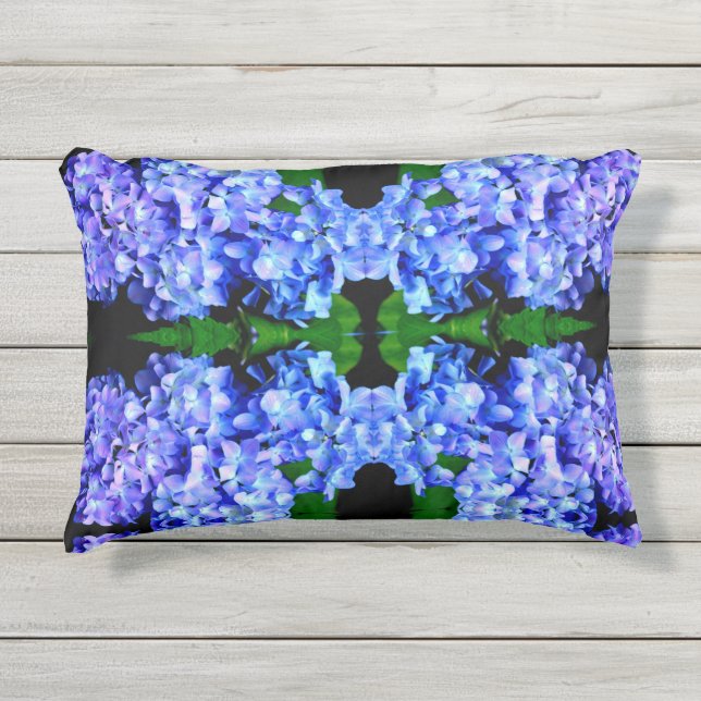 Coussin D'extérieur Élégant bleu violet clair magenta hydrangée floral (Devant)