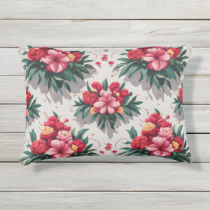 Coussin D'extérieur Élégant motif floral avec fleurs rouges et roses