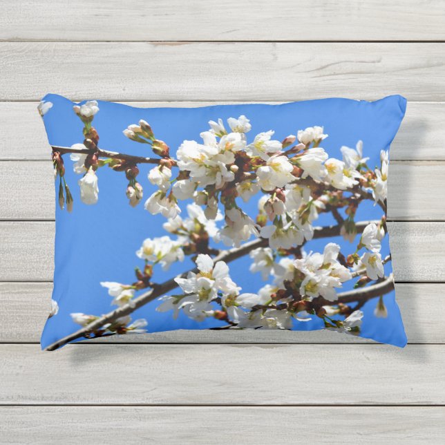Coussin D'extérieur Élégantes fleurs blanches (Devant)