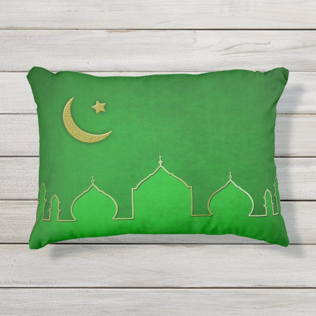 Coussin D'extérieur Étoile de la Mosquée de l'or vert (Devant)